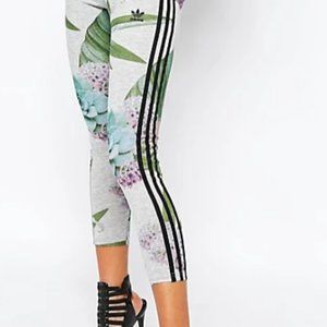 adidas Originals Adicolour 3 Stripe Leggings In Botanical Floral - Size M - NWT